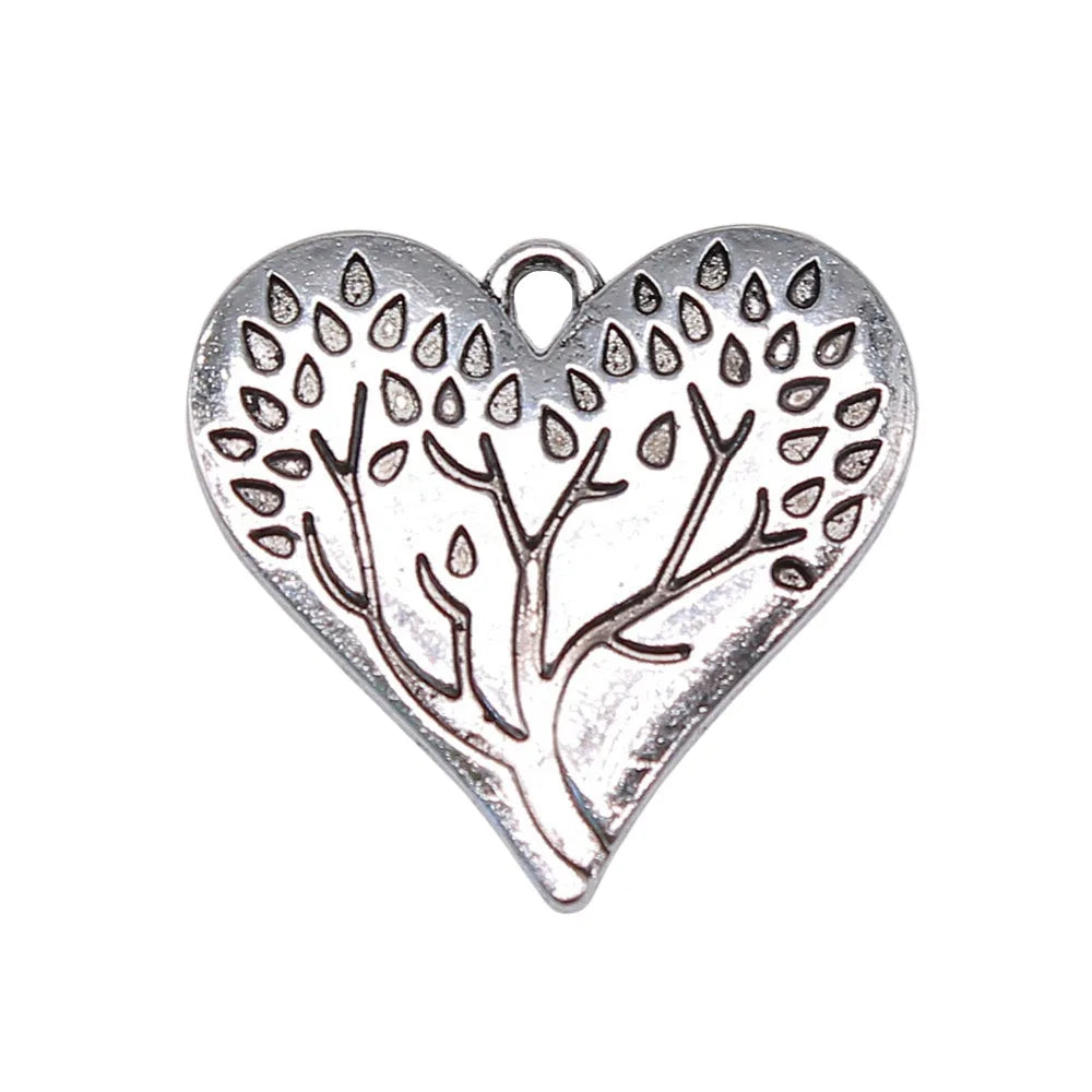 28x26mm 3.5g Multicolor Zinc Alloy Heart Tree of Life Charm Pendant for DIY Jewelry Making