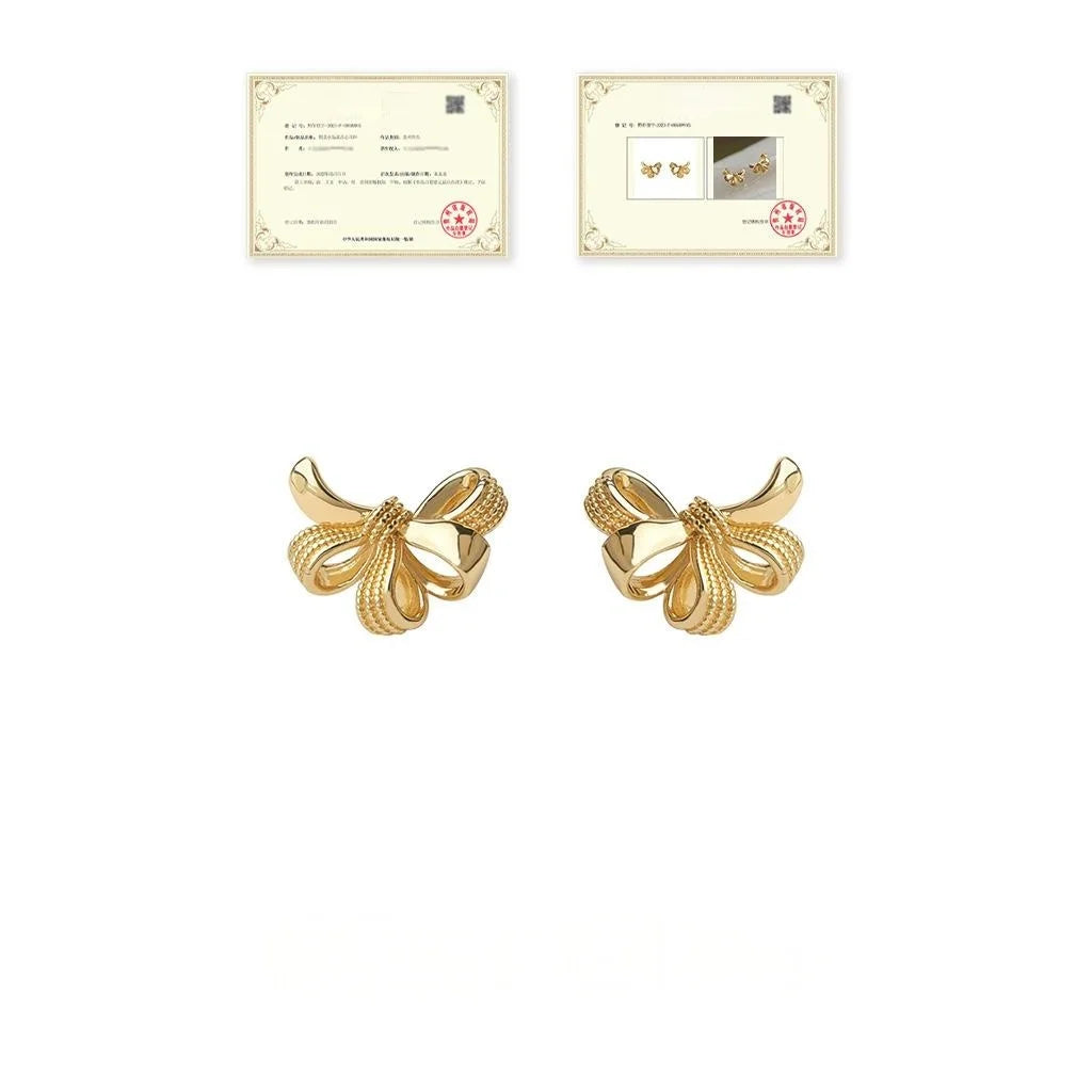 14K Gold Plated Copper Iris Flower Stud Earrings Elegant Minimalist Jewelry