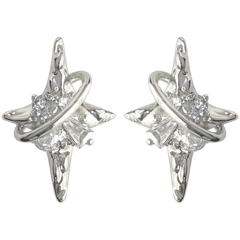 Original Design Copper Micro Pave Zircon Star Planet Stud Earrings For Women