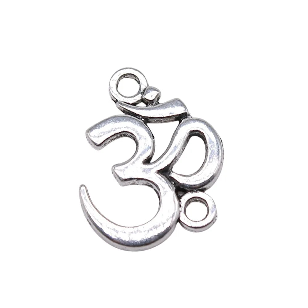15x20mm 1g Antique silver zinc alloy OM Symbol connector charm for DIY bracelet necklace making