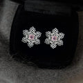 French Vintage Copper Hollow Flower Petal Stud Earrings For Women