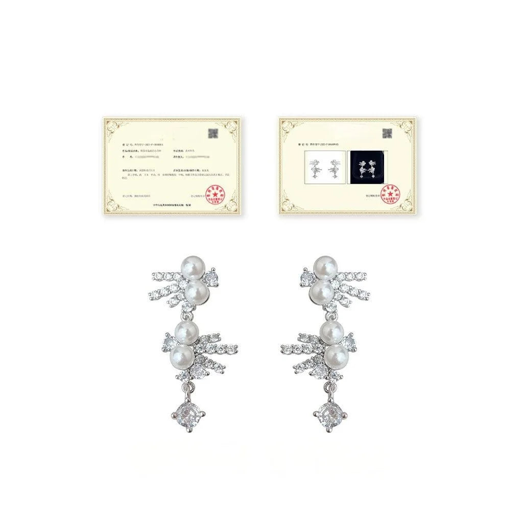 Light Luxury Copper Zircon Teardrop Geometric Irregular Tassel Drop Earrings For Women