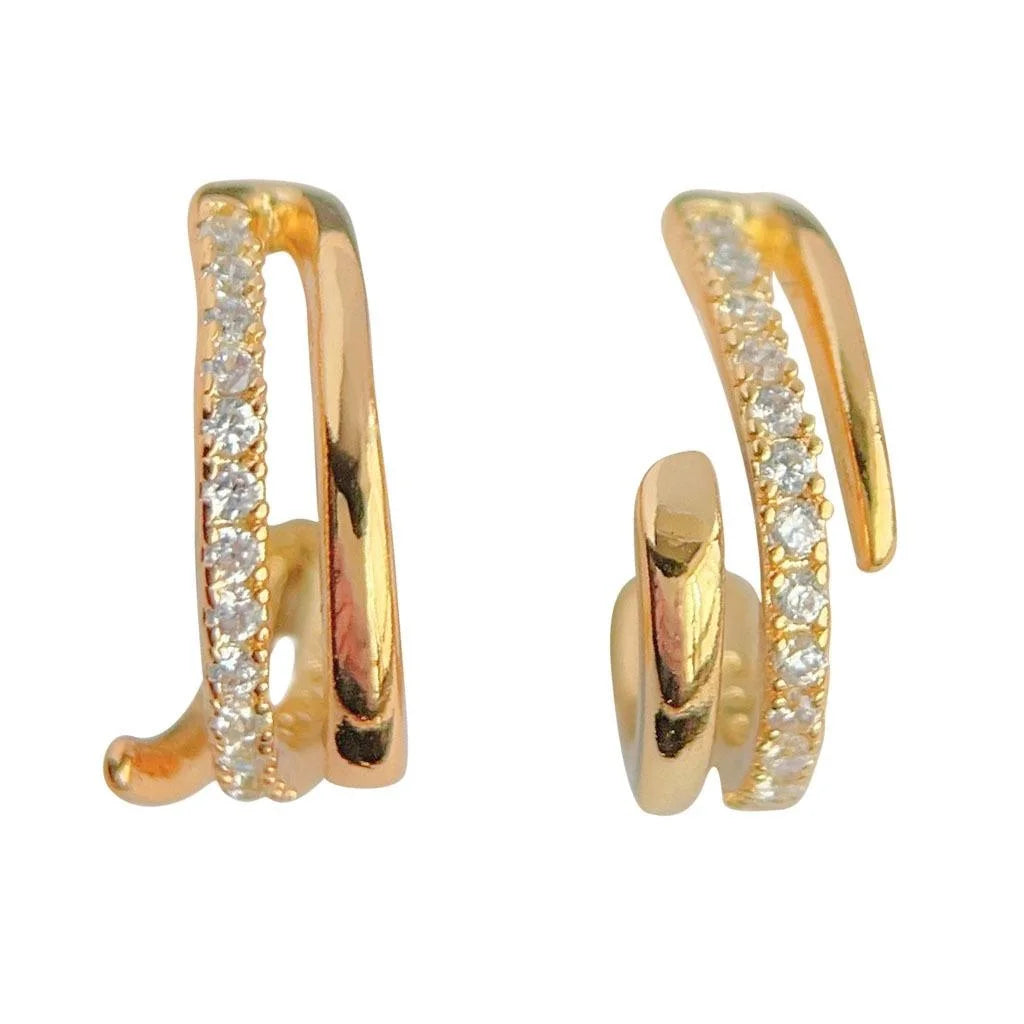 Light Luxury Copper Micro Pave Zircon Double Layer C-Shaped Hoop Earrings For Women