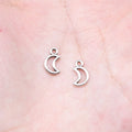 10x6mm 0.23g Antique Silver Tone Zinc Alloy Hollow Moon Charm Pendant for DIY Celestial Jewelry Making
