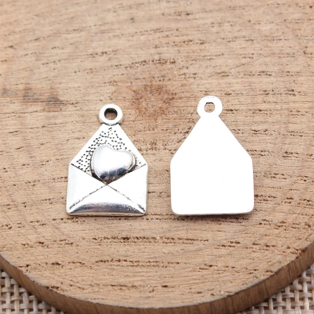 18x12mm 1.3g Antique Silver Zinc Alloy Love Letter Charm Pendant for DIY Bracelet Necklace Jewelry