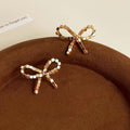 Fashion Designer 14K Plated Copper 3D Bow Stud Earrings