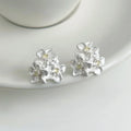 Matte White Jasmine Flower Copper Zircon Stud Earrings Fresh Sweet Minimalist Daily Jewelry