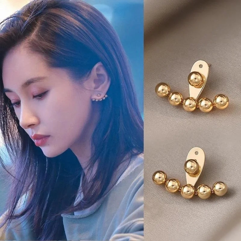 14K Gold Plated Copper Smile Drop Earrings For Women Geometric Round Back Hanging OL Jewelry