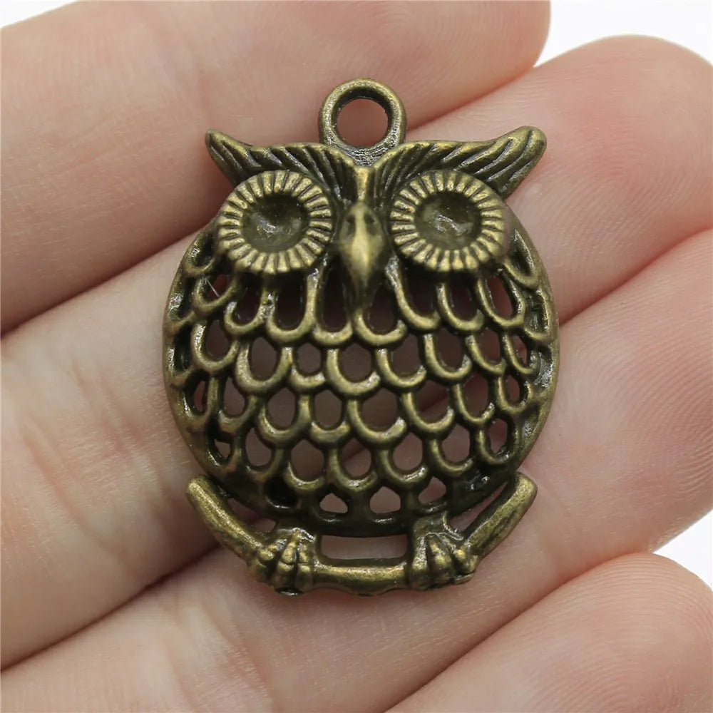 33x25mm 5.3g Multicolor Zinc Alloy Owl Cat Charm Pendant for DIY Bird Theme Necklace Bracelet Making