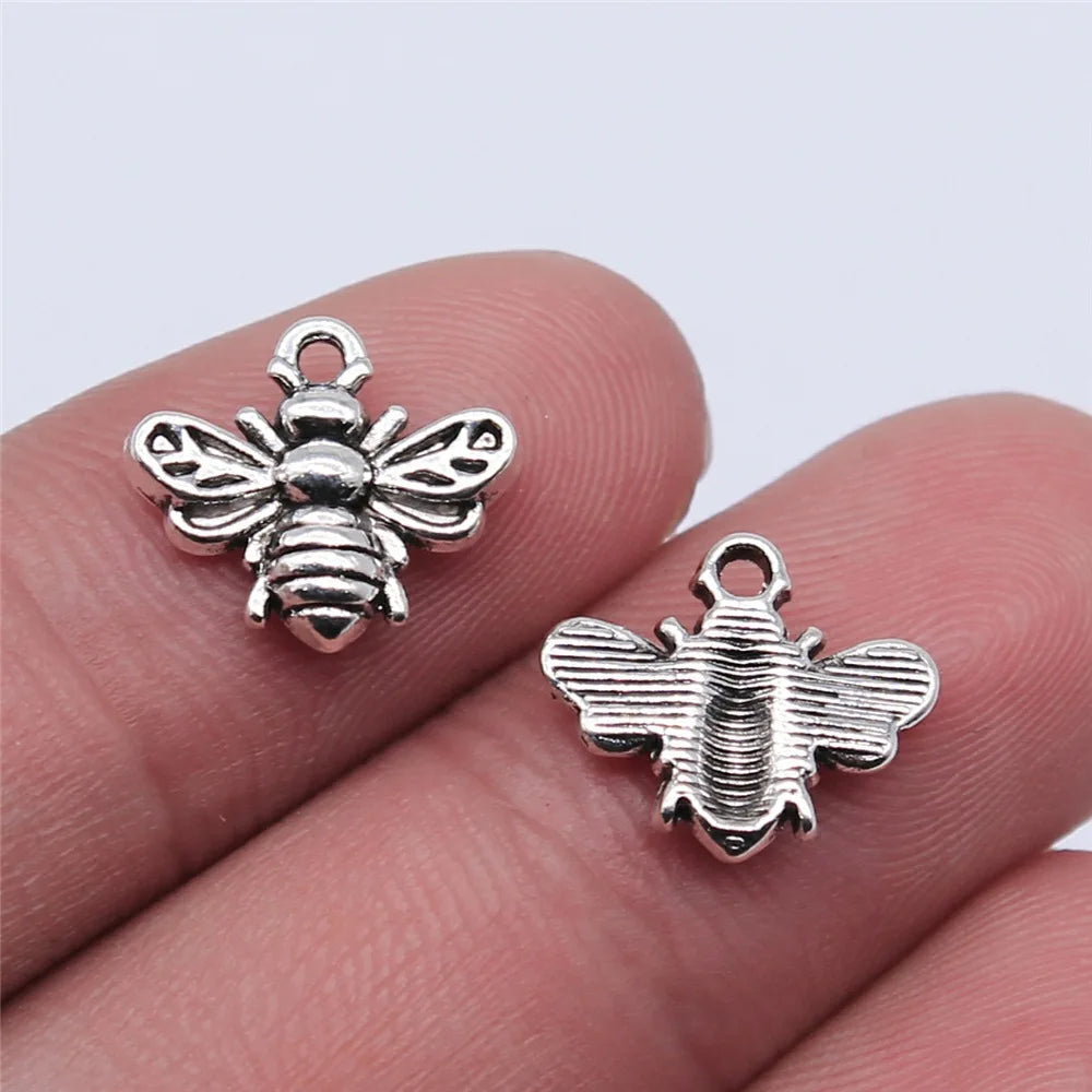 11x14mm 0.75g Multicolor Zinc Alloy Bee Charm Pendant for Bracelet Necklace DIY Jewelry Making
