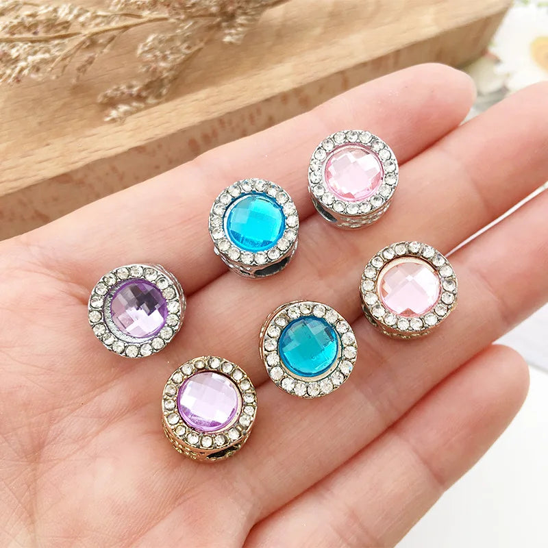 Zinc Alloy Rhinestone Large Hole Round Beads for DIY European Style Bracelet Jewelry Making — 11×10mm