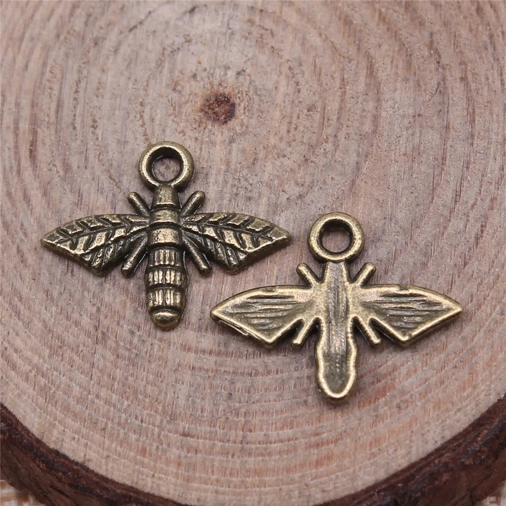14x18mm 0.8g Multicolor Zinc Alloy Bee Charm Pendant for Flying Animal Theme DIY Jewelry Making