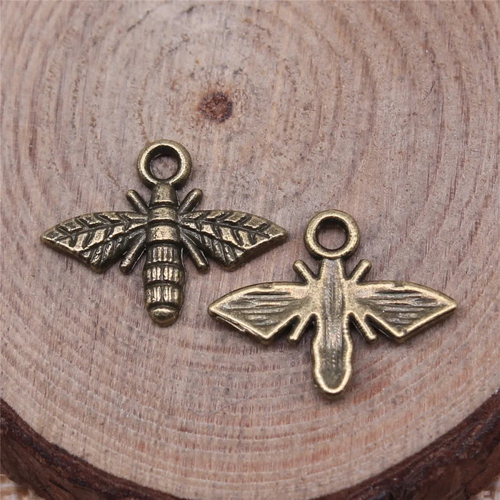 14x18mm 0.8g Multicolor Zinc Alloy Bee Charm Pendant for Flying Animal Theme DIY Jewelry Making