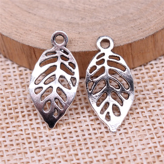 23x11mm 0.7g Antique Silver Zinc Alloy Leaf Charm Pendant for DIY Necklace Bracelet Jewelry Making