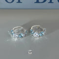 Sweet Heart Shaped Blue Zircon Drop Earrings Summer Vacation Style Elegant Jewelry