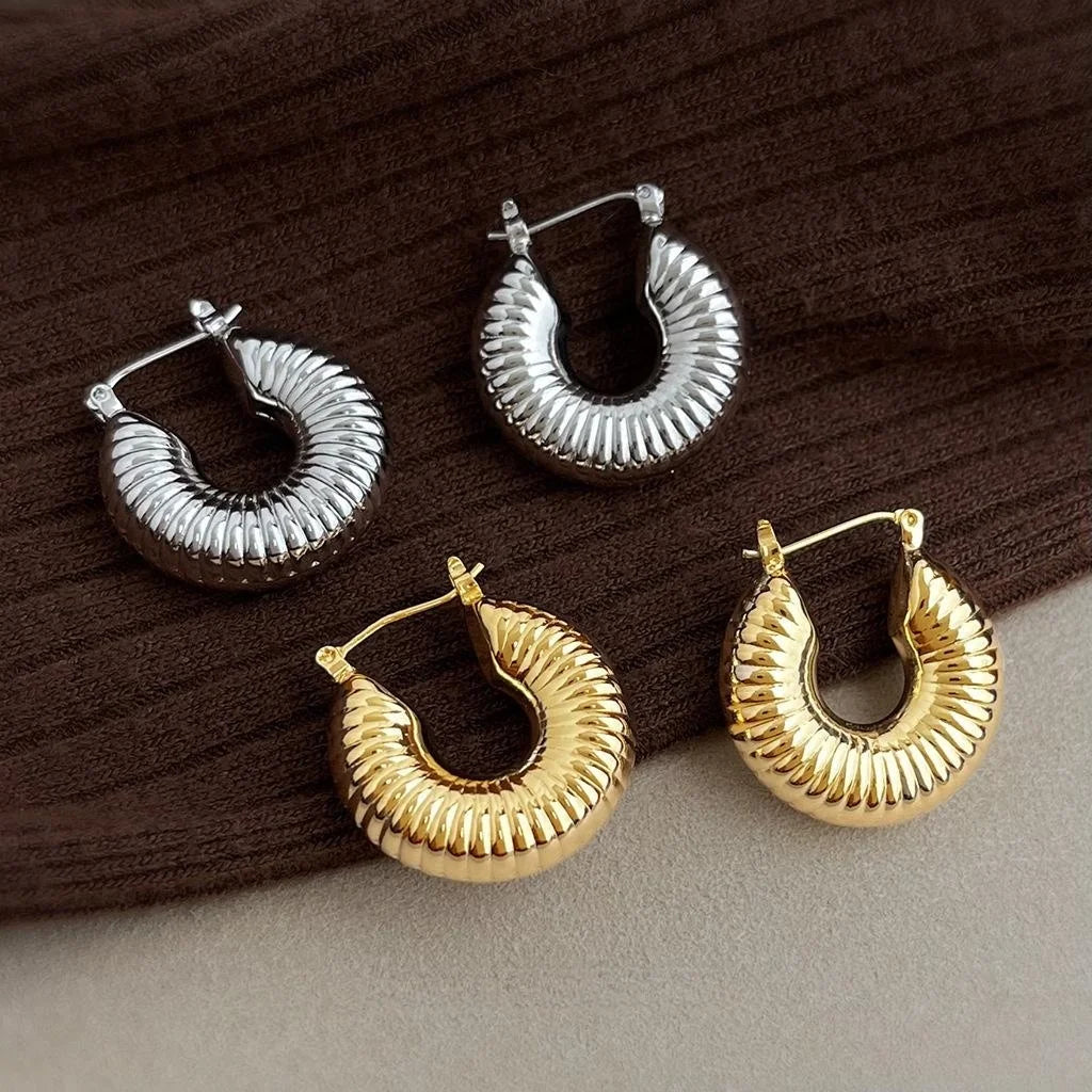 Eco Copper Hollow C Shape Geometric Drop Earrings For Women, Fashion Luxury Style
