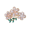 Elegant Korean Style Three Pink Enamel Flower Brooch With Pearl Centers, Alloy Lapel Pin Corsage Gift