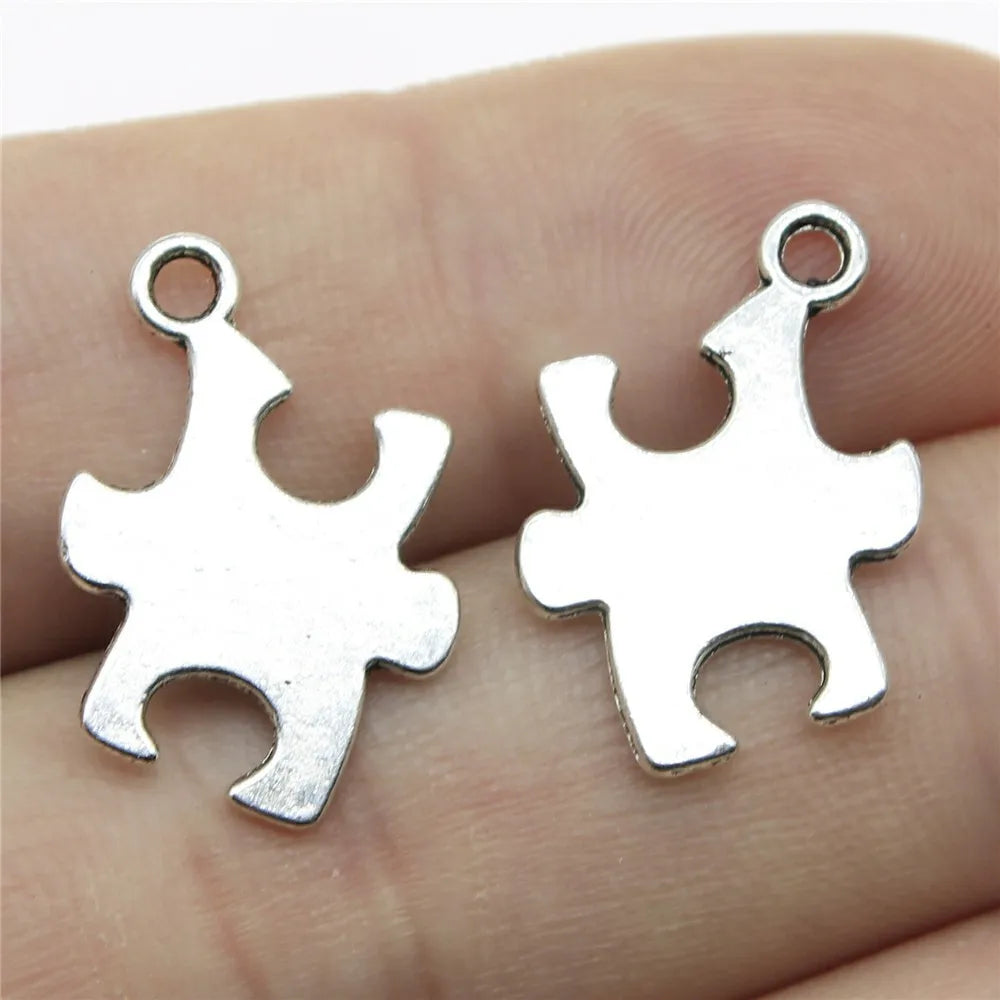 20x14mm 0.9g Antique Silver Zinc Alloy Puzzle Charm Pendant for DIY Necklace Bracelet Making