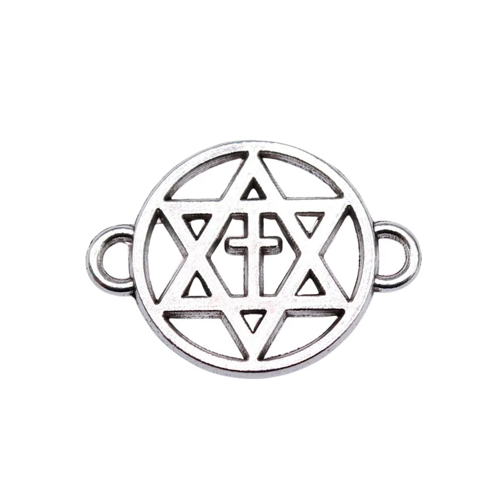 21x16mm 1.2g Antique Silver Zinc Alloy Hexagram Cross Connector Charm for DIY Jewelry Making