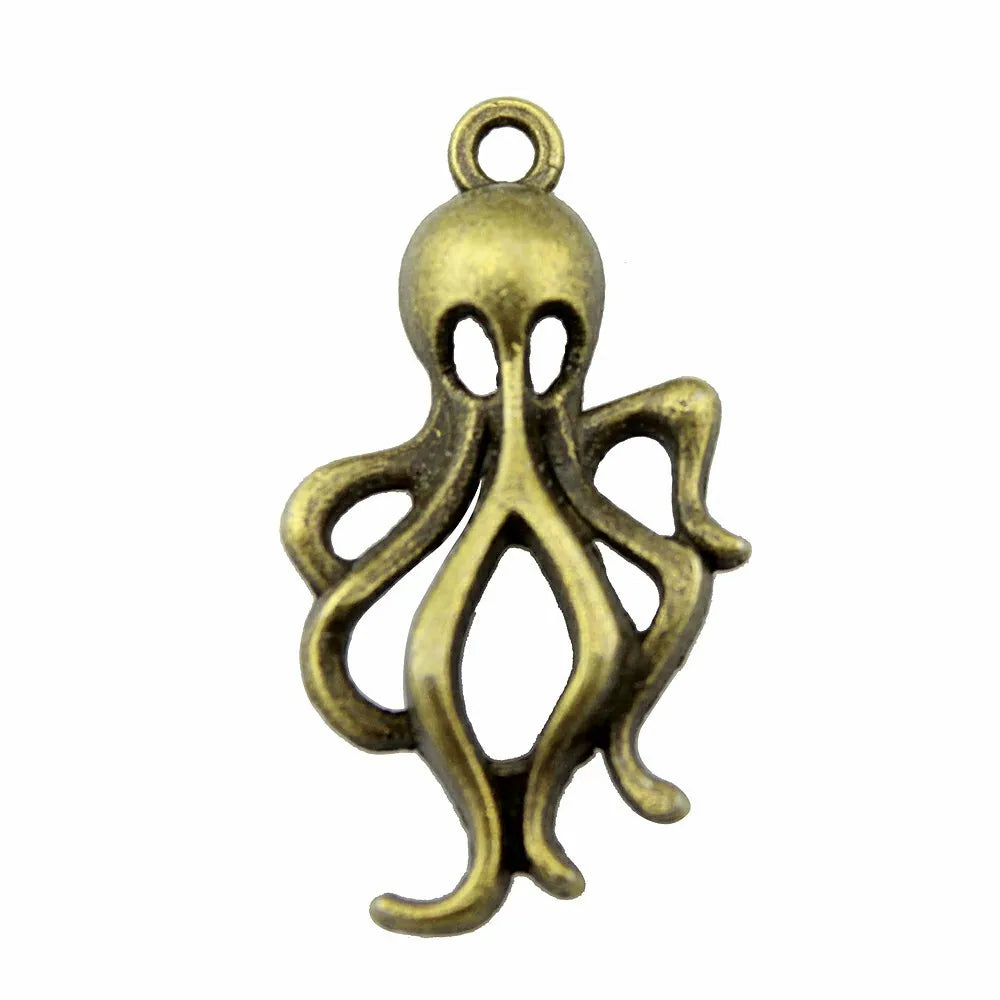 32x17mm 1.8g Multicolor Zinc Alloy Octopus Fish Charm Pendant for DIY Ocean Necklace Bracelet Making