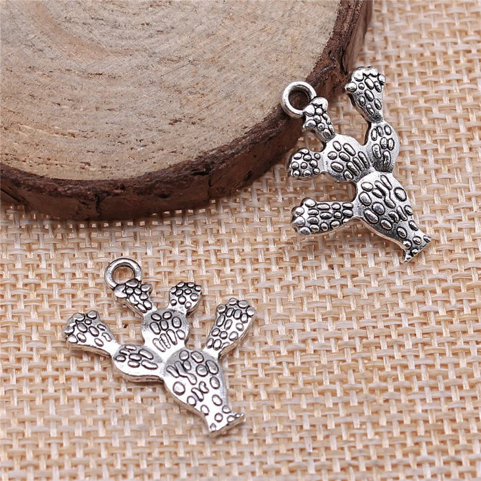 23x20mm 1.9g Antique Silver Zinc Alloy Cactus Charm Pendant for DIY Necklace Bracelet Making