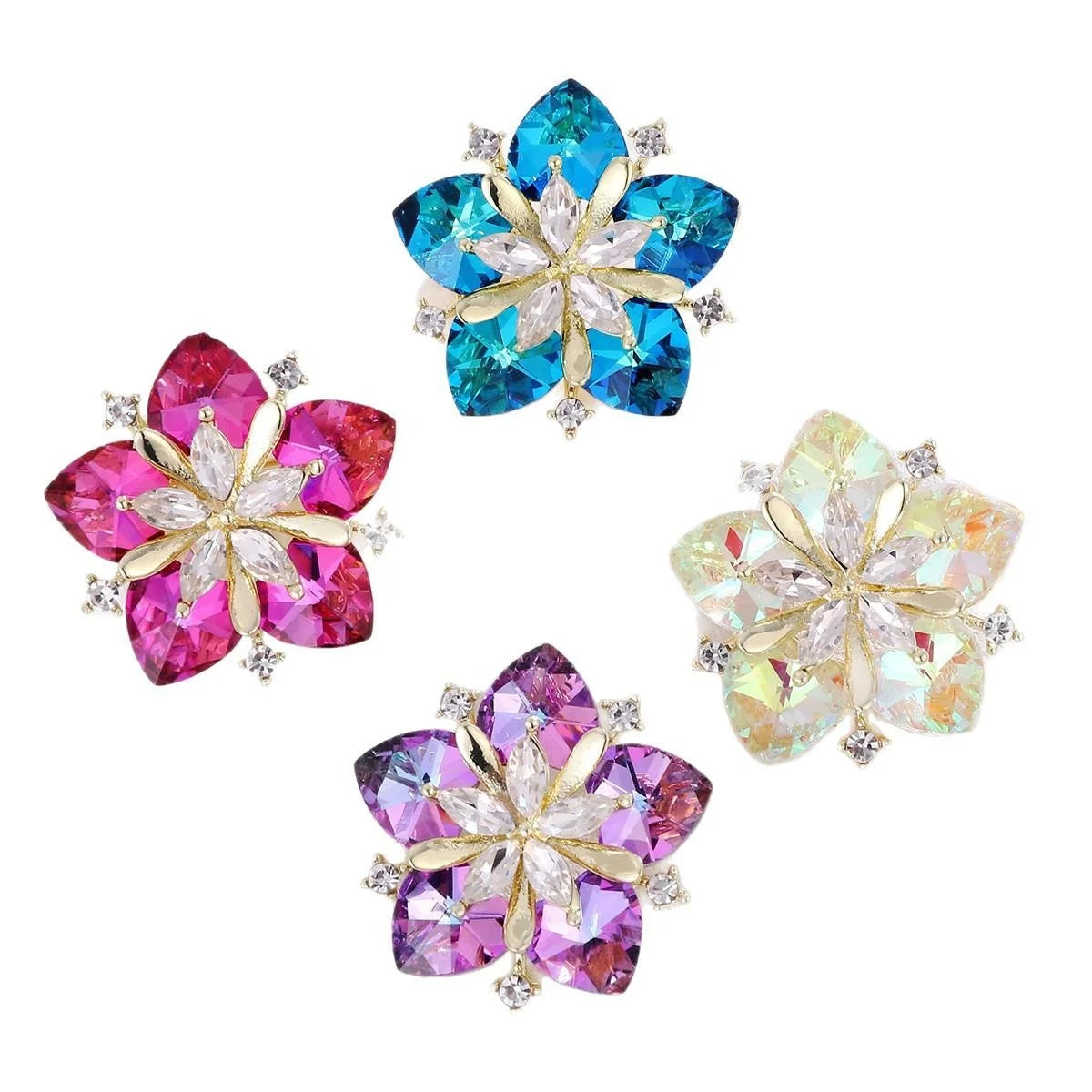 Luxury Purple Glass Crystal Camellia Flower Brooch With Rhinestones, Elegant Lapel Pin Corsage Suit Accessory