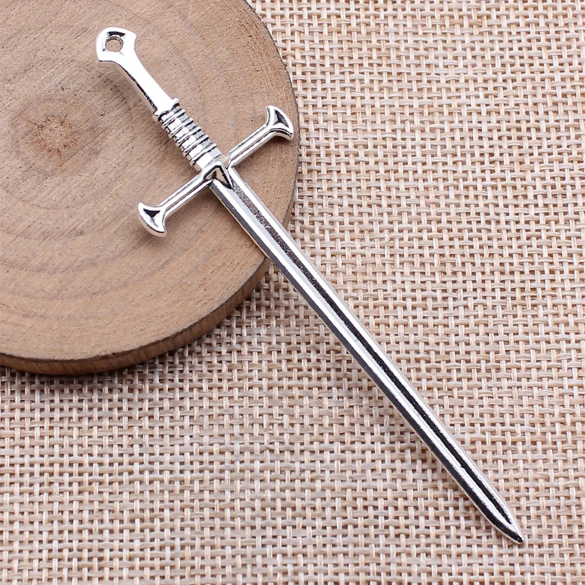 25x87mm 4.6g Multicolor Zinc Alloy Medieval Gothic Long Sword Charm Pendant for DIY Cosplay Jewelry Making