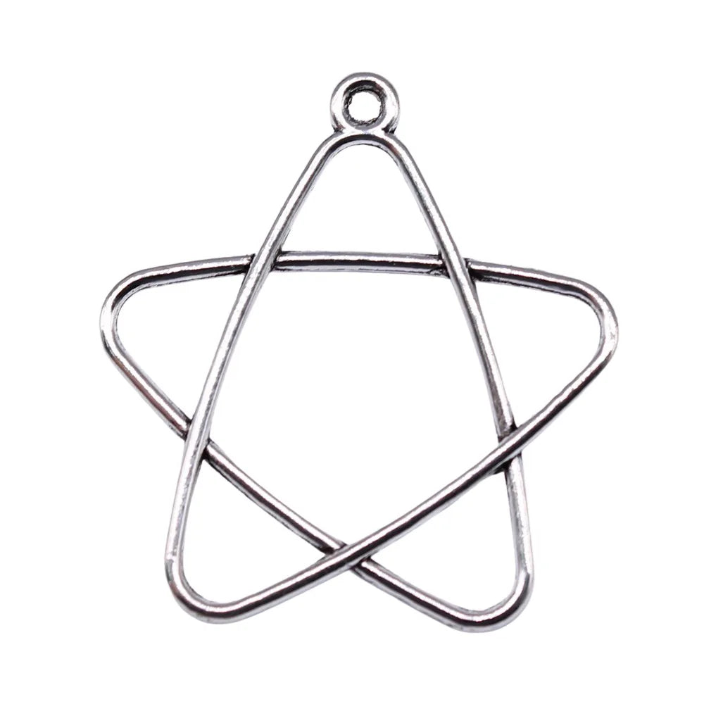 34x30mm 1.4g Antique Silver Zinc Alloy Hollow Five Point Star Charm Pendant for DIY Necklace Making