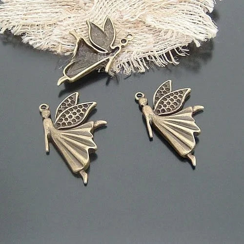 40x27MM Gold Zinc Alloy Dancing Angel Charm Pendant for DIY Necklace Bracelet Jewelry Making