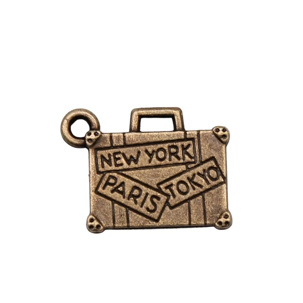 13x17mm 1.5g Multicolor Zinc Alloy Suitcase Charm Pendant for DIY Travel Jewelry Making