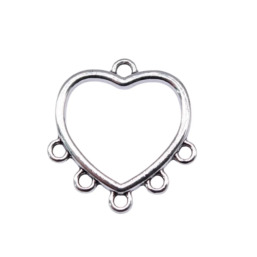 15x14mm 0.45g Multicolor Zinc Alloy Heart Connector Charms for DIY Earrings and Pendant Jewelry Making