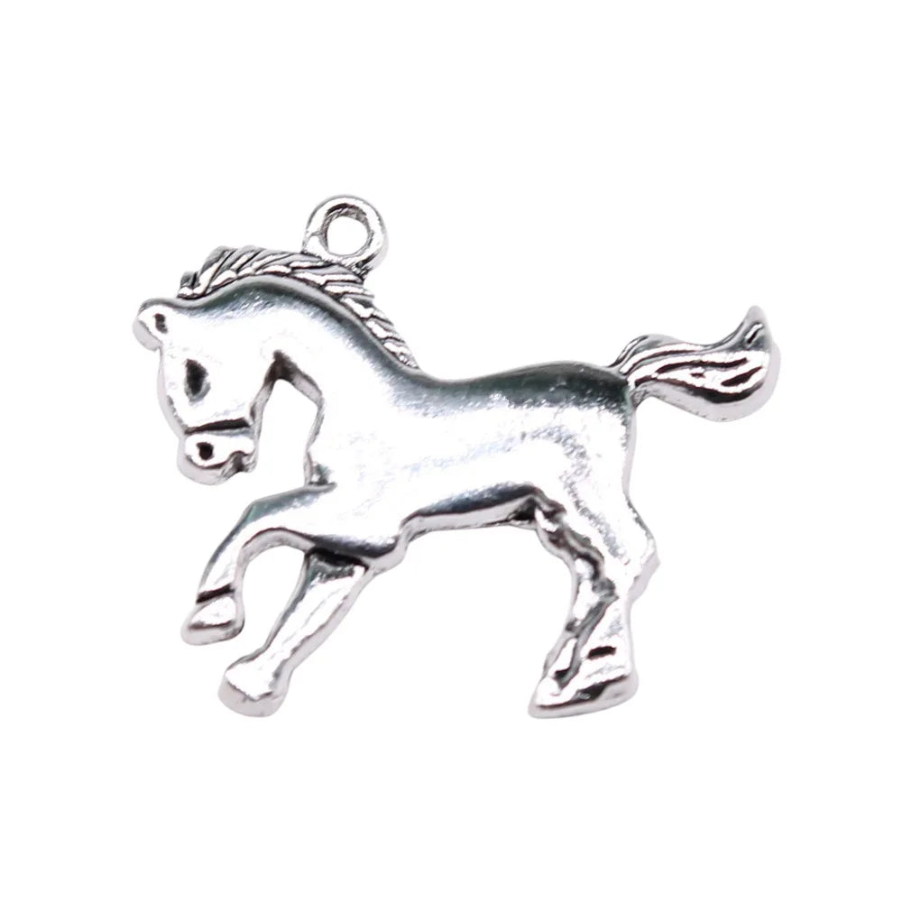 23x25mm 1.7g Antique Silver Zinc Alloy Pony Charm Pendant for DIY Necklace Bracelet Jewelry Making