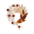 Luxury Blue Crystal Feather Flower Brooch With Rhinestones, Elegant Women's Lapel Pin Suit Accessory Gift