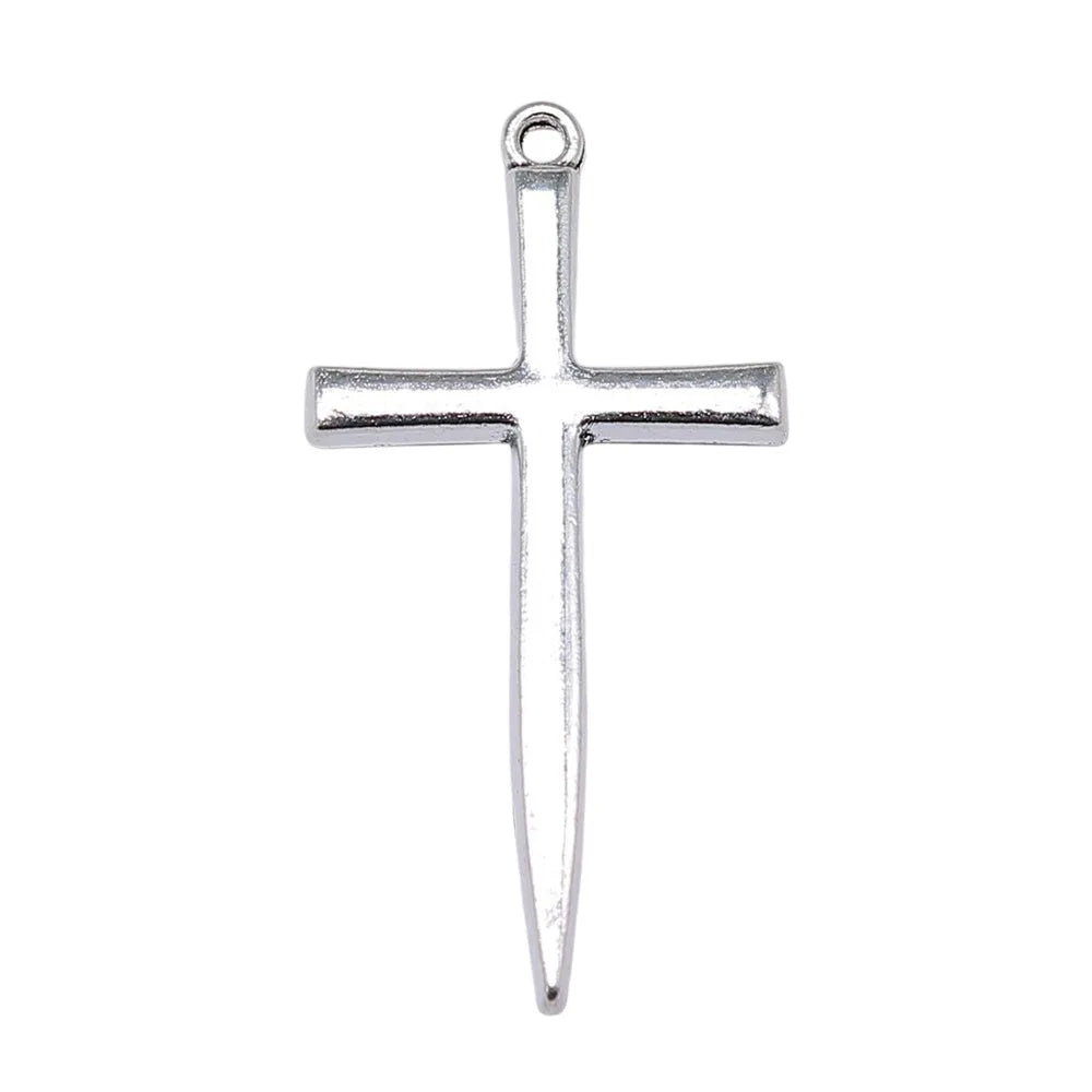 46x24mm 2.3g Antique Silver Zinc Alloy Cross Charm Pendant for DIY Bracelet Necklace Jewelry Making