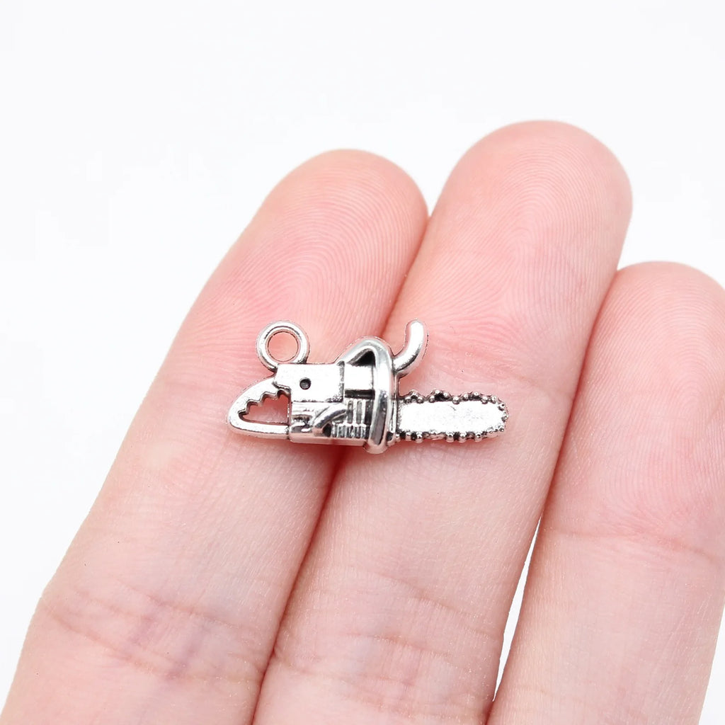 10x20mm 1.8g Antique Silver Zinc Alloy Chainsaw Charm Pendant for DIY Bracelet Necklace Jewelry Making
