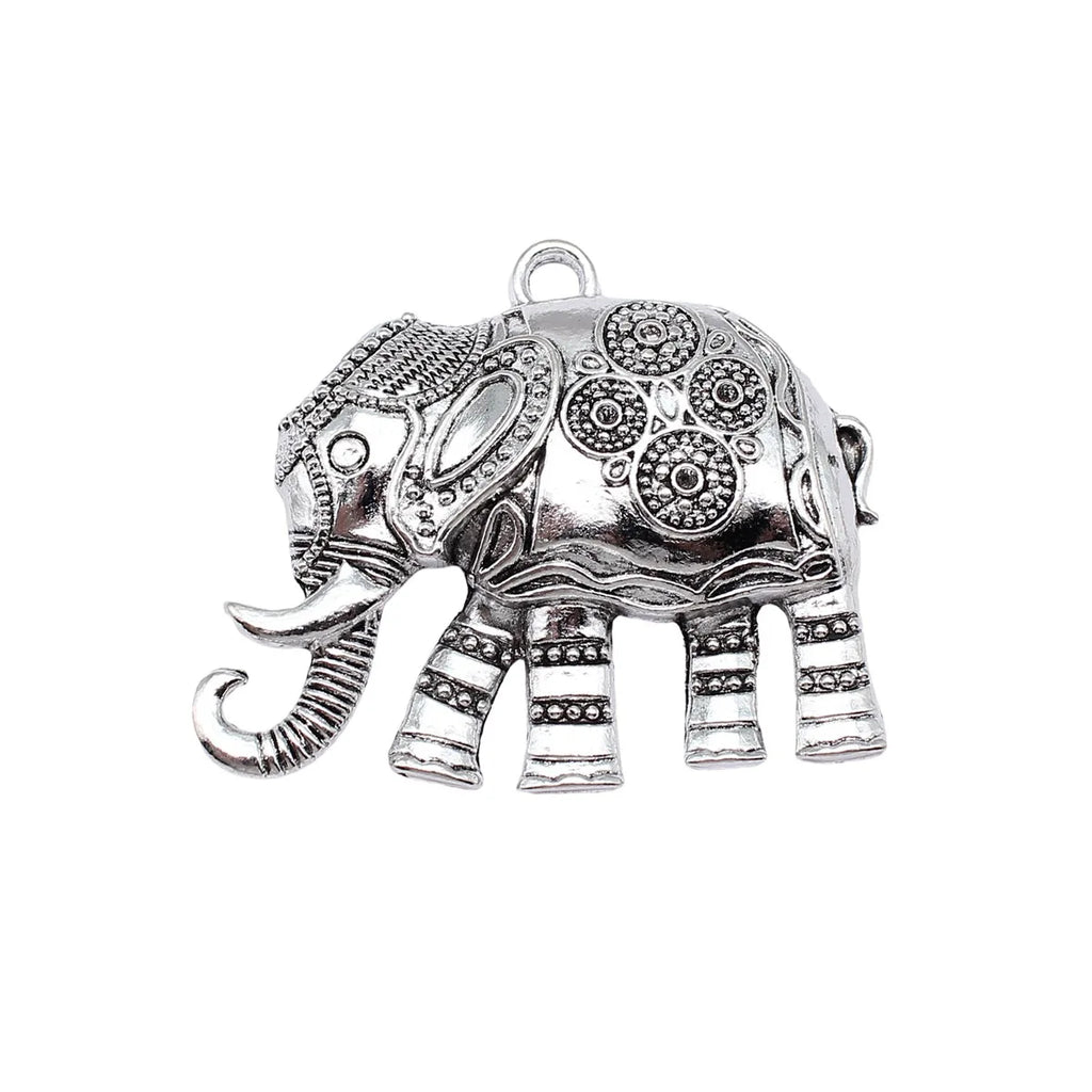 57x49mm 15.1g Antique Silver Zinc Alloy Elephant Charm Pendant for DIY Necklace Jewelry Making