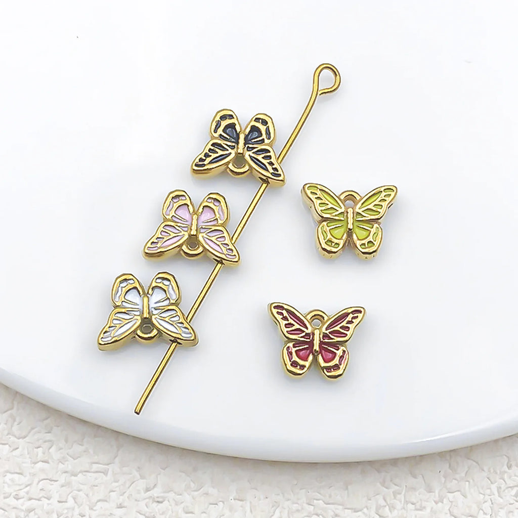 Enamel Stainless Steel Butterfly Spacer Beads for Bracelet Necklace Keychain DIY