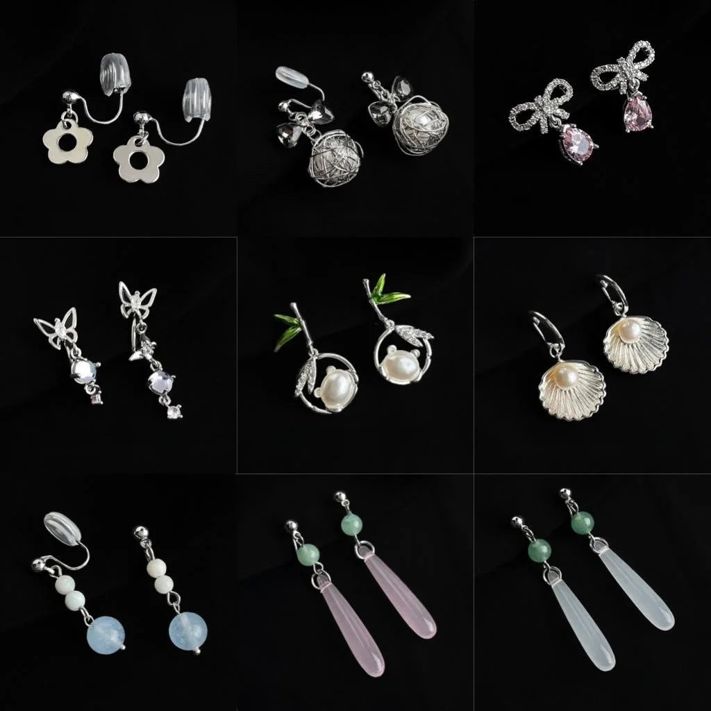 Real Gold Plated Copper Clip On Drop Earrings Double Layer Spiral Floral Sweet Jewelry for Women