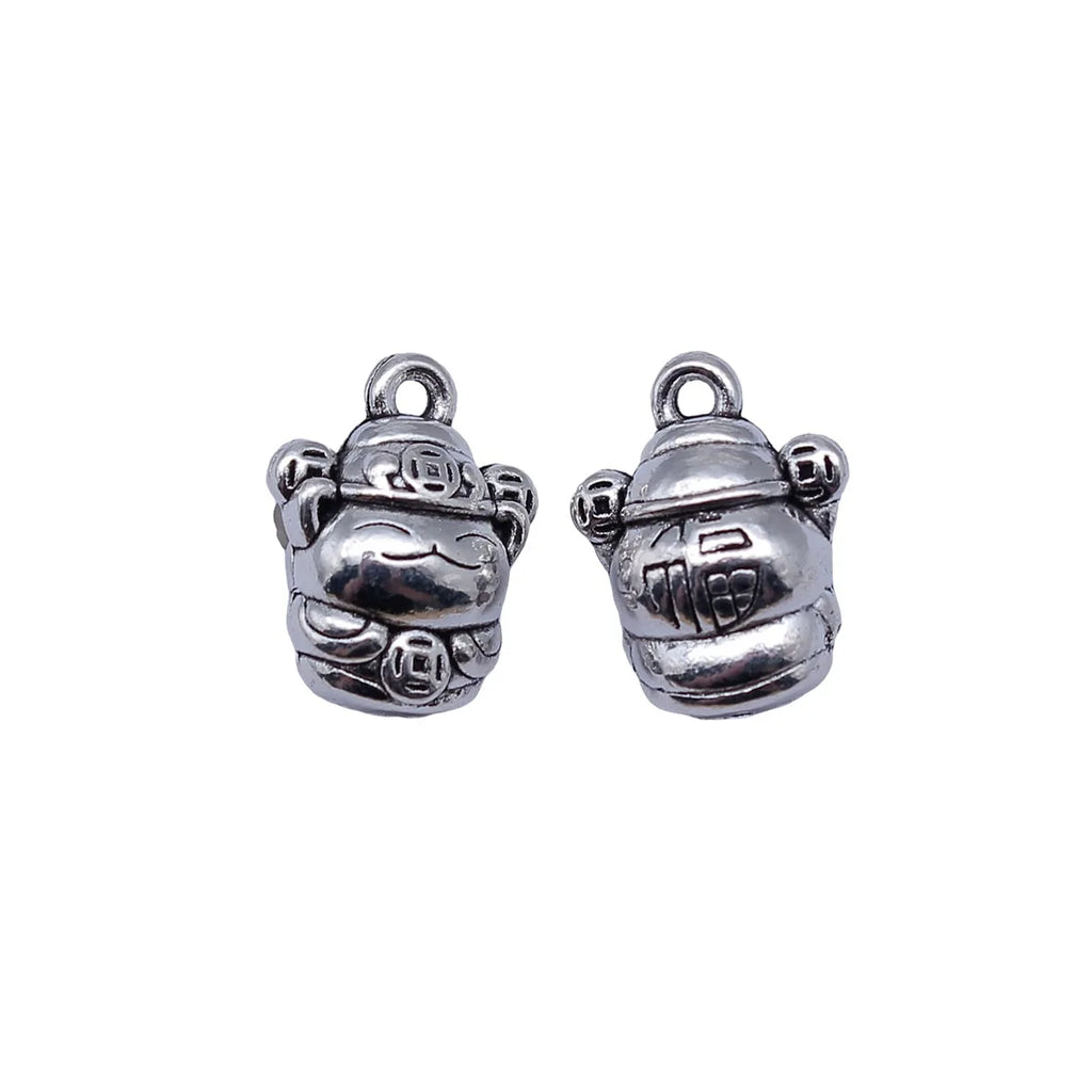 15x12x8.2mm 3.7g Multicolor Zinc Alloy Chinese Coin Ingot God of Wealth Charm Pendant for DIY Jewelry