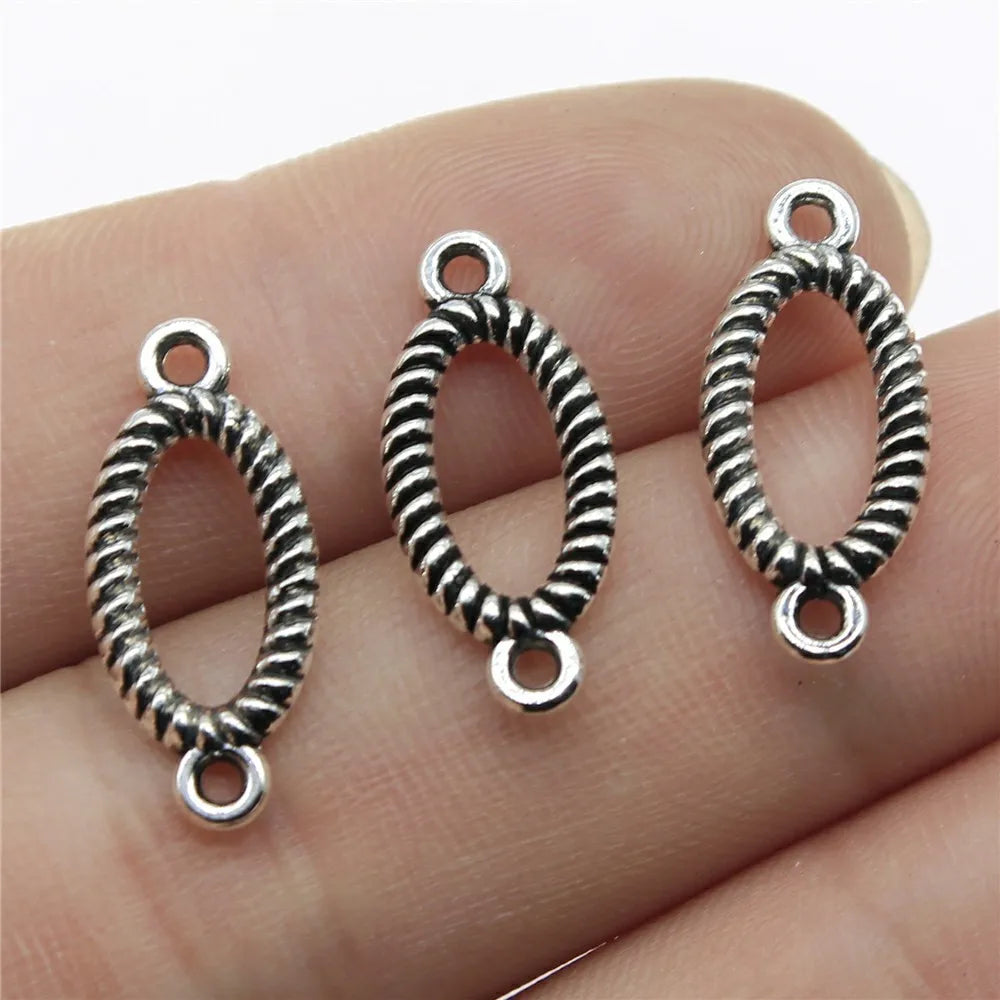 20x9mm 0.7g Multicolor Zinc Alloy Oval Twisted Ring Connector Charm for DIY Bracelet Making