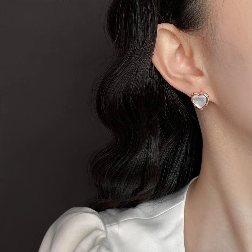 Natural Shell Irregular Heart Bow Geometric Drop Earrings Elegant Minimalist