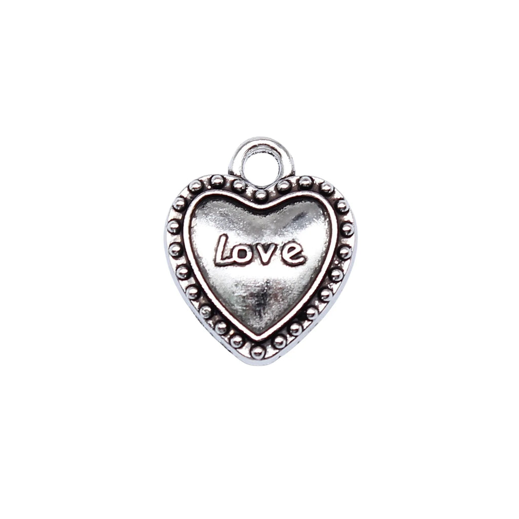 16x13mm 1.1g Antique Silver Zinc Alloy Love Heart Charm Pendant for Bracelet Necklace Making