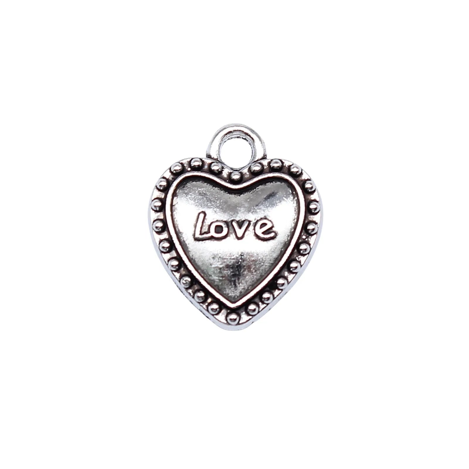 16x13mm 1.1g Antique Silver Zinc Alloy Love Heart Charm Pendant for Bracelet Necklace Making