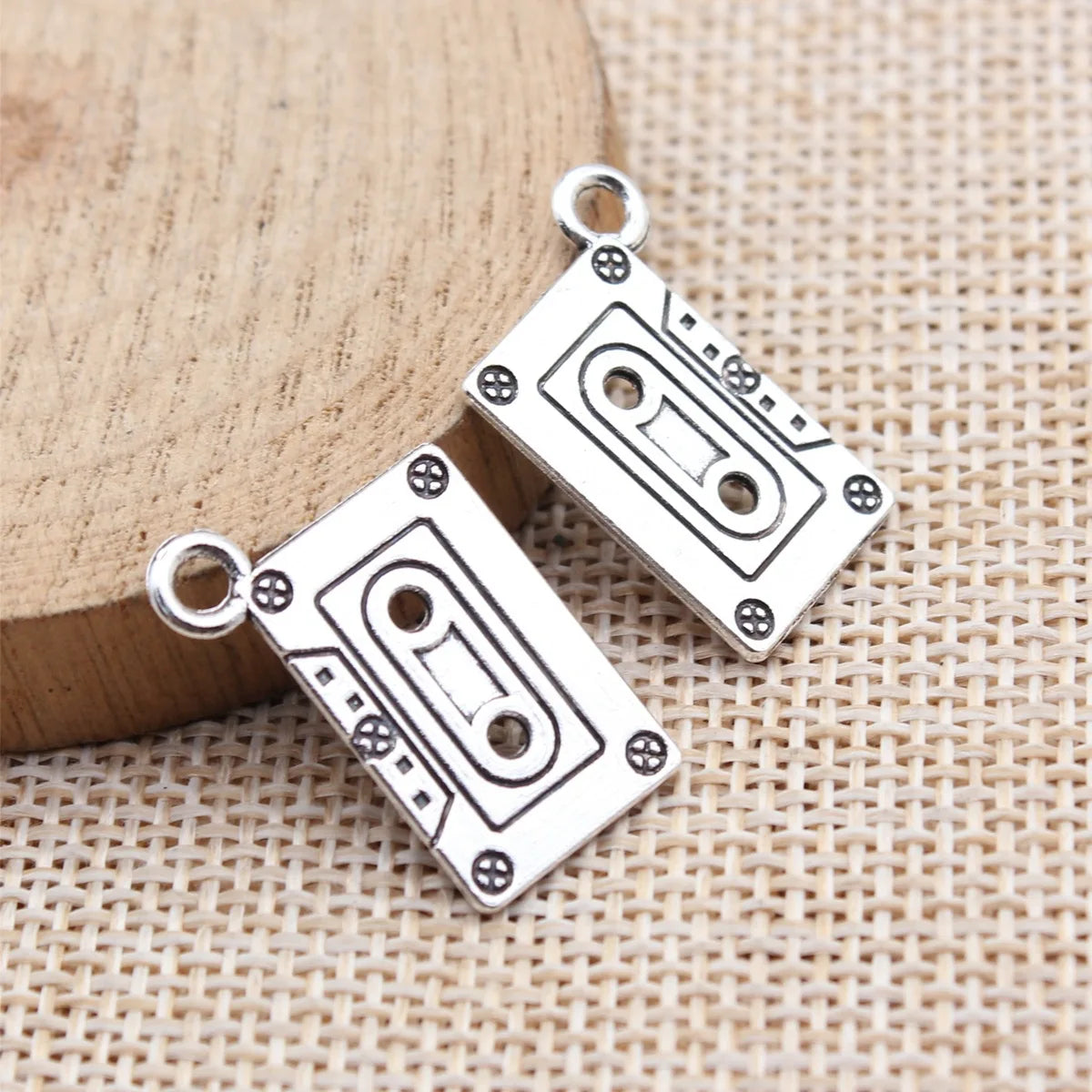 23x16mm 1.5g Antique Silver Zinc Alloy Cassette Tape Charm Pendant for DIY Necklace Bracelet Jewelry