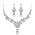 Luxury Bridal Rhinestone Flower Drop Earrings And Necklace Jewelry Set For Wedding Banquet Gift