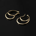 Elegant Gold Alloy Double Hoop Ear Cuff Wrap Stud & Clip On No Piercing French Minimalist Earrings