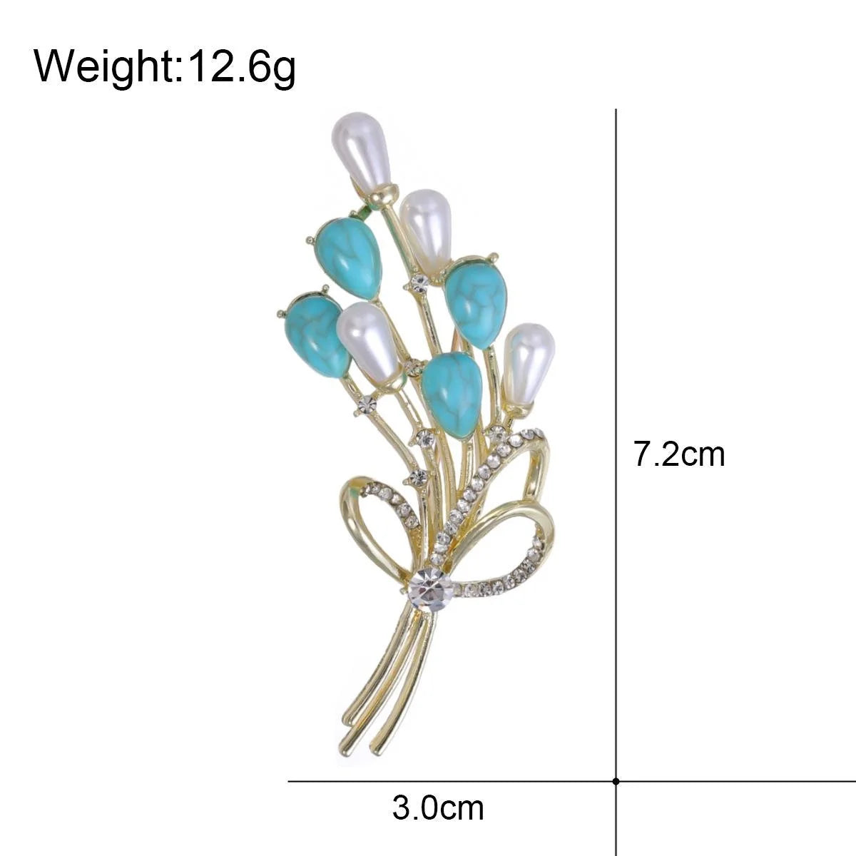 Elegant Turquoise Balloon Bouquet Brooch With Pearl Rhinestone Alloy Lapel Pin Luxury Suit Corsage Gift
