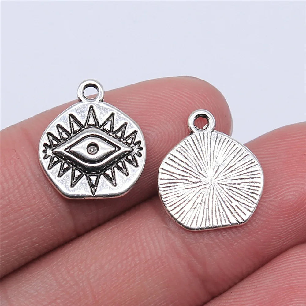 15x14mm 0.9g Antique Silver Zinc Alloy Eye Charm Pendant for DIY Bracelet Necklace Jewelry Making