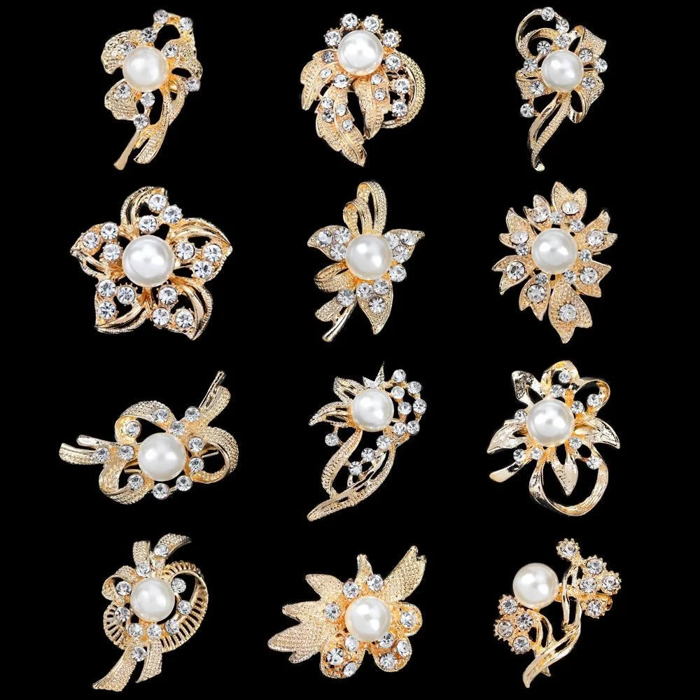 Elegant Korean Style Pearl Rhinestone Floral Brooch, Silver Alloy Lapel Pin Corsage Suit Accessory Gift