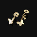 Elegant Rhinestone Enamel Butterfly Drop Stud & Clip On No Piercing Gold Alloy Women's Earrings